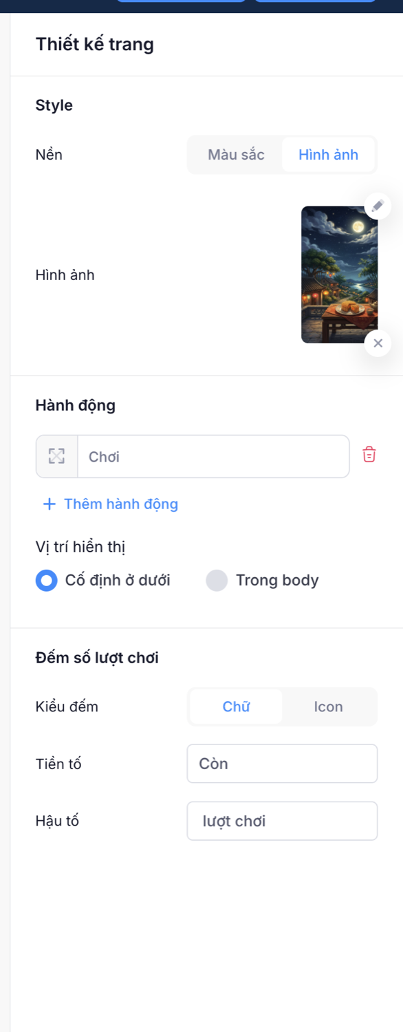 Cấu hình trang