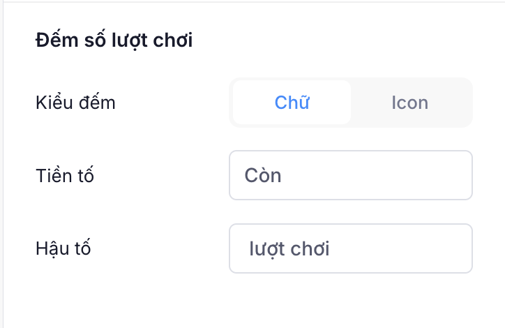 Cấu hình bộ đếm lượt chơi