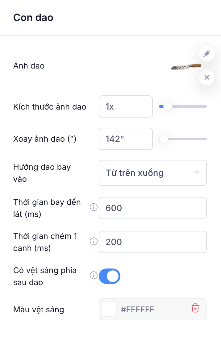 Cấu hình con dao