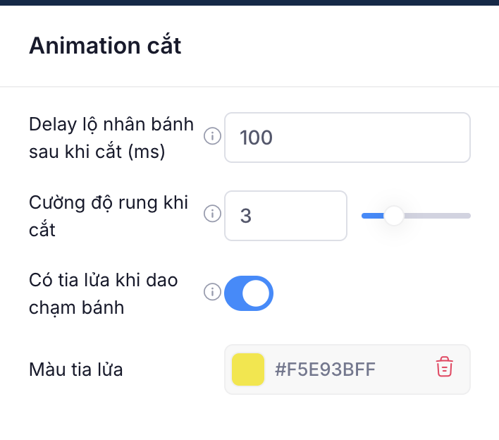 Cấu hình hiệu ứng cắt