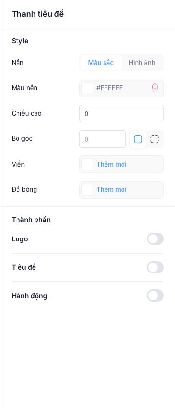 Cấu hình thanh tiêu đề
