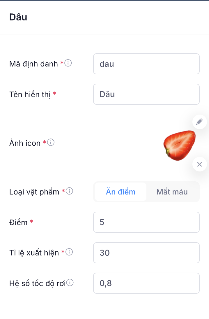 Thông tin chi tiết của một vật phẩm