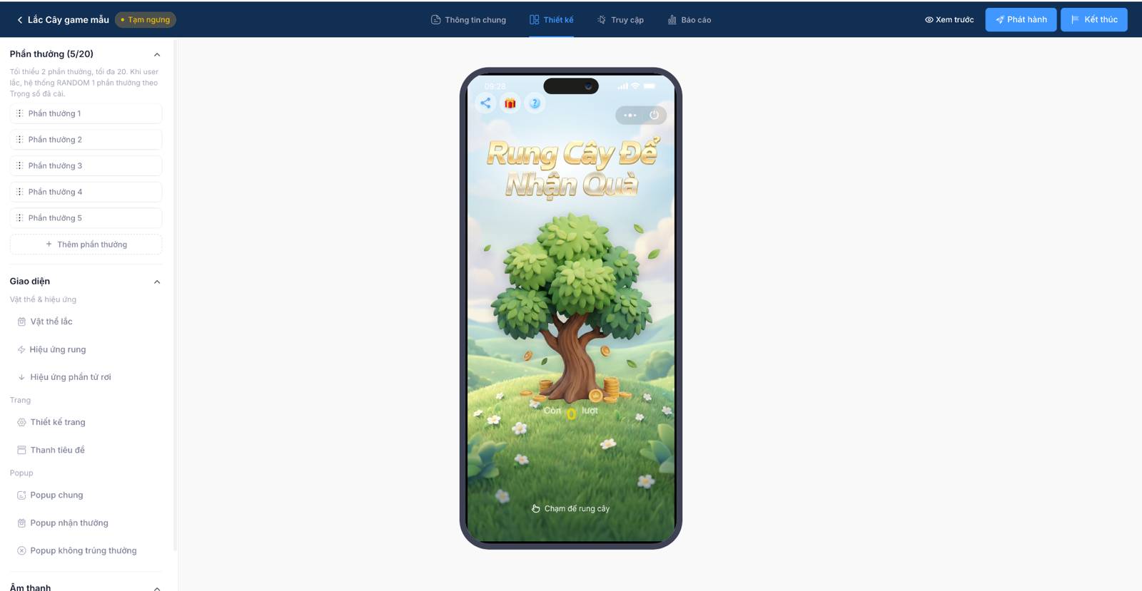 Danh mục cấu hình bên trái