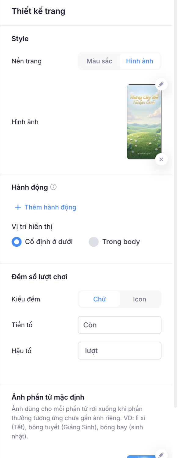 Cấu hình nền trang