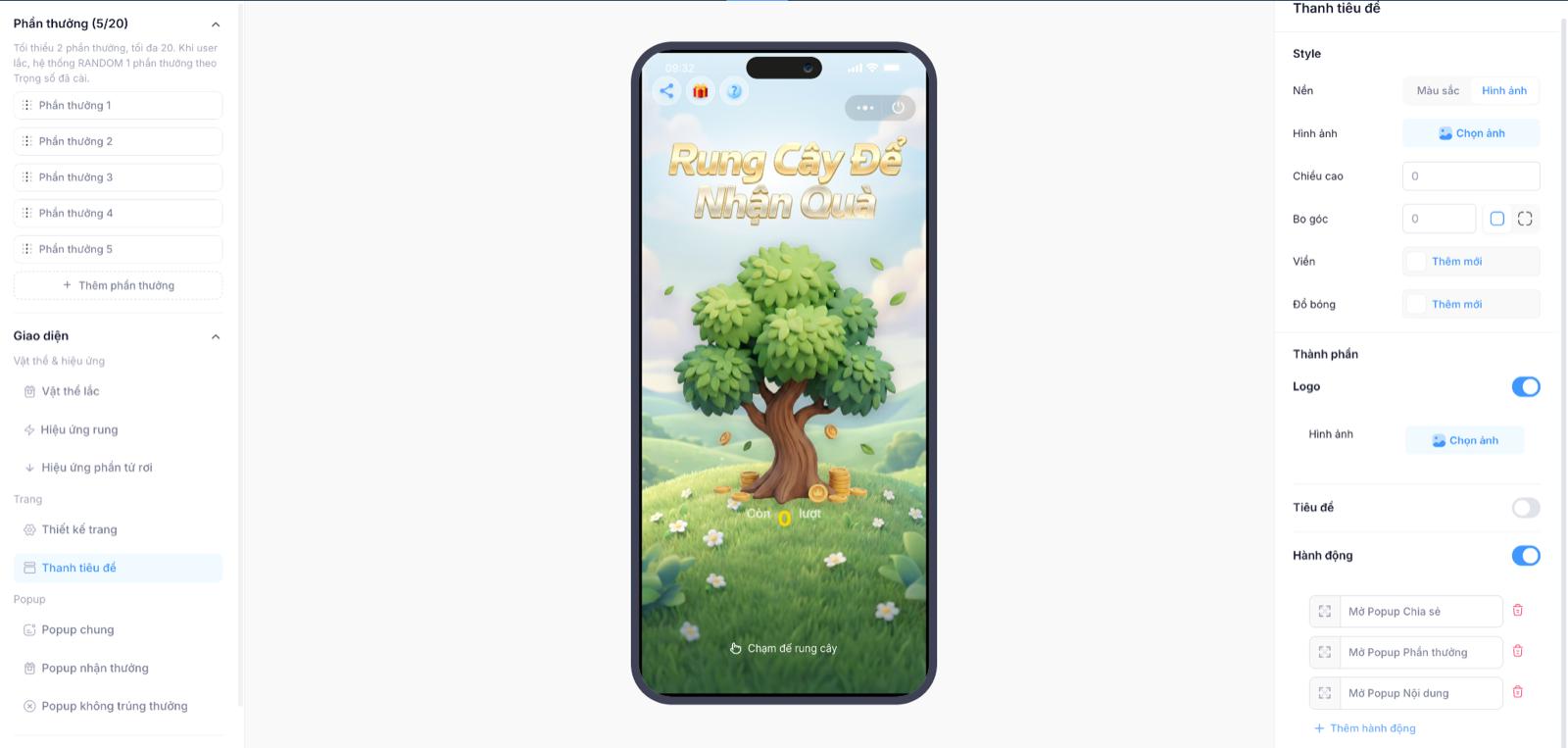 Cấu hình thanh tiêu đề