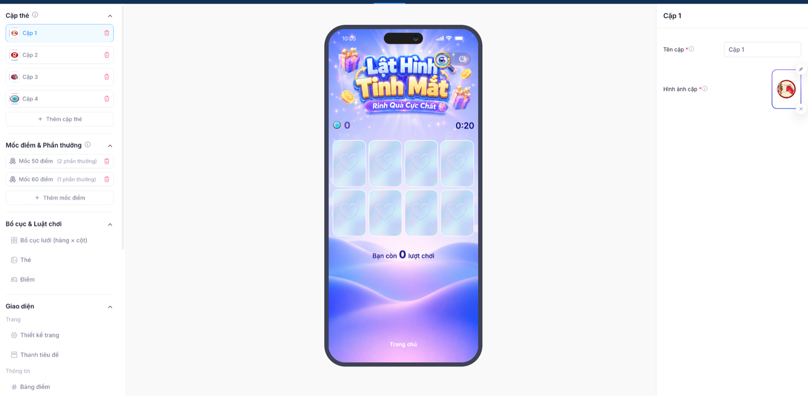 Danh sách cặp thẻ