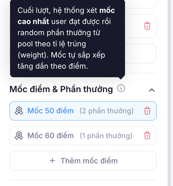 Danh sách mốc điểm