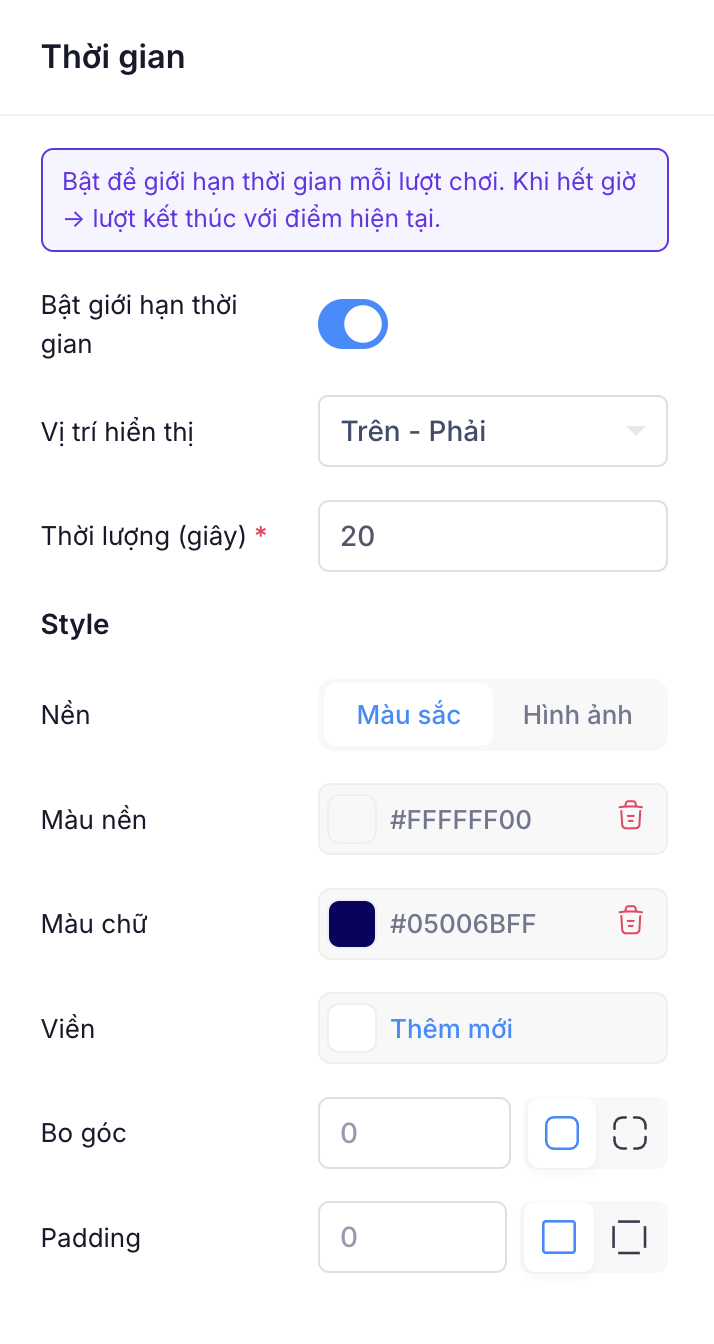 Cấu hình đồng hồ đếm ngược