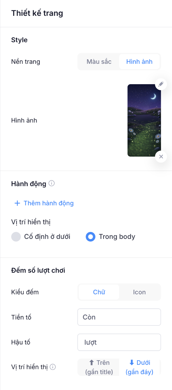 Cấu hình nền trang