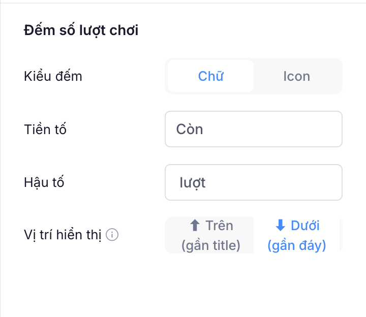 Cấu hình bộ đếm lượt chơi