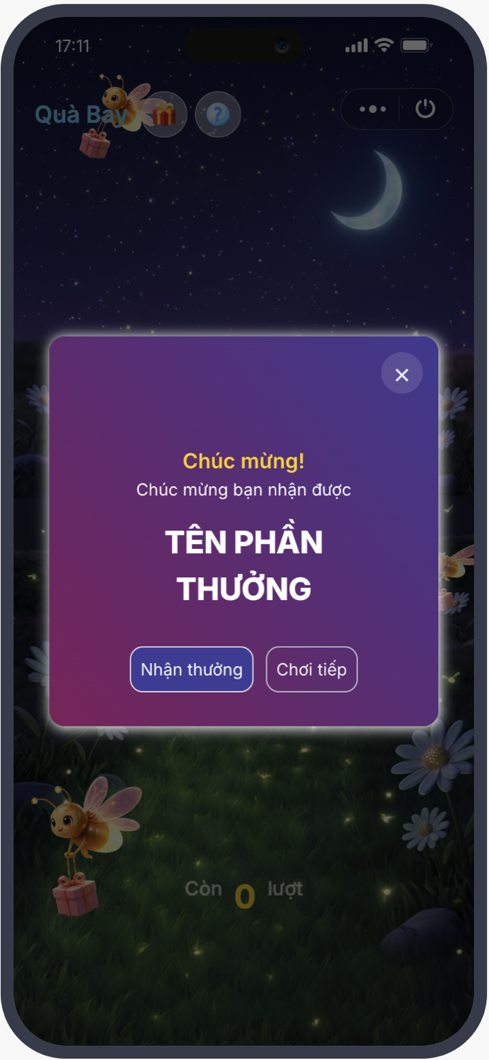 Cấu hình popup nhận thưởng