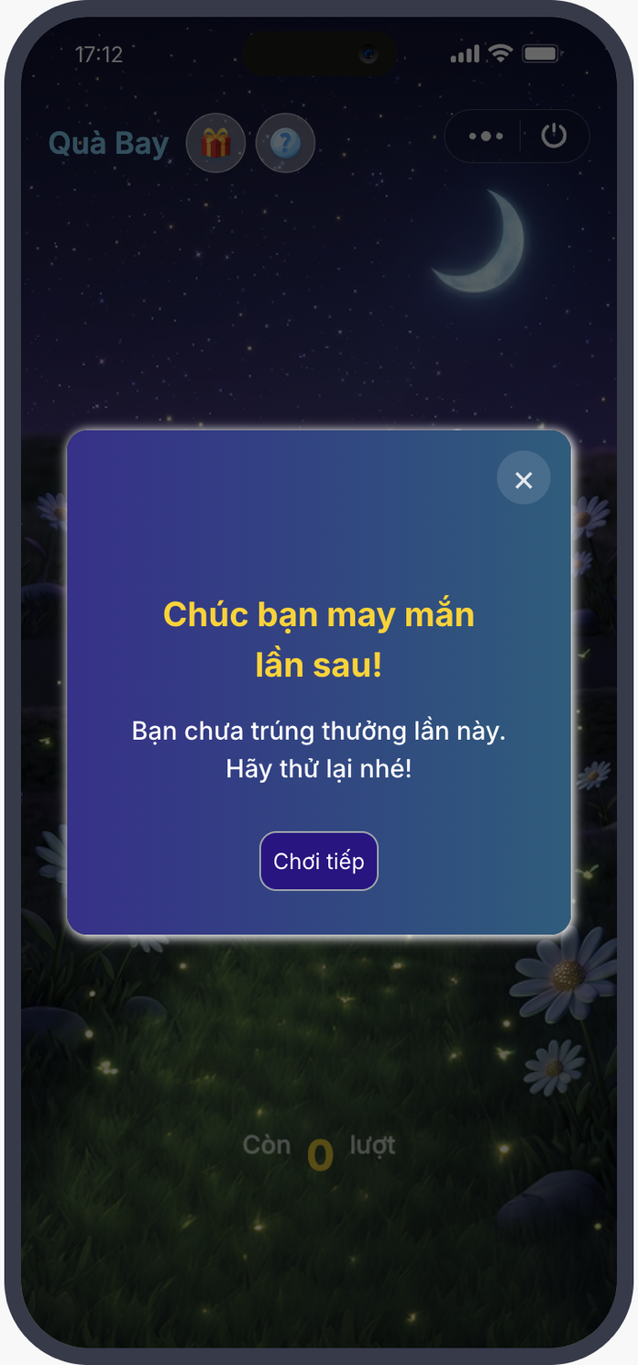 Cấu hình popup không trúng thưởng
