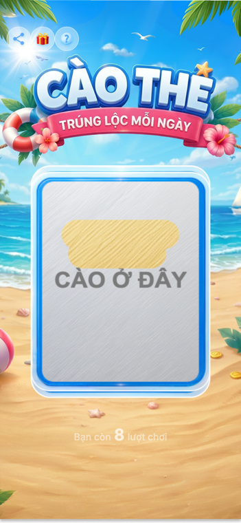 Đang cào, phần thưởng lộ dần dưới lớp phủ
