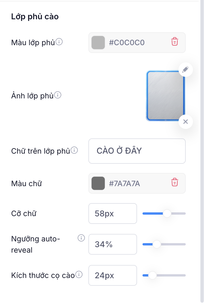 Cấu hình lớp phủ cào