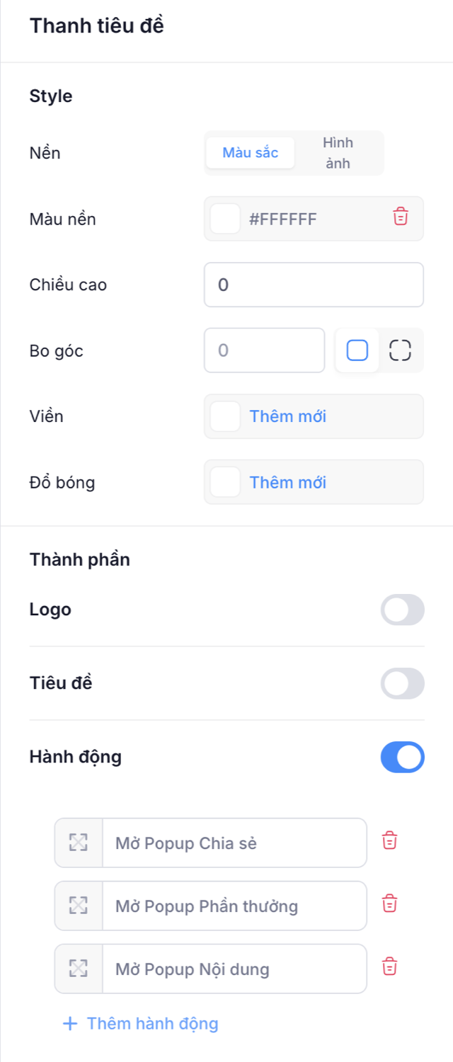 Cấu hình thanh tiêu đề