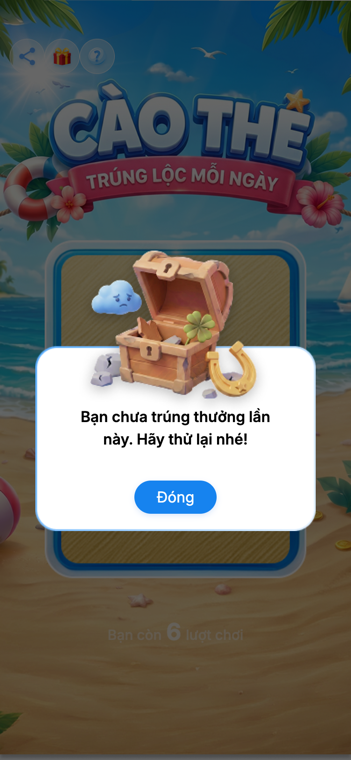 Popup không trúng thưởng