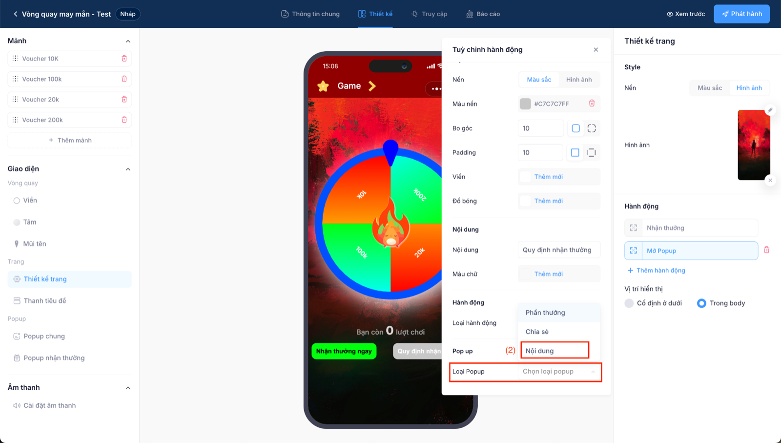 Nhập nội dung popup