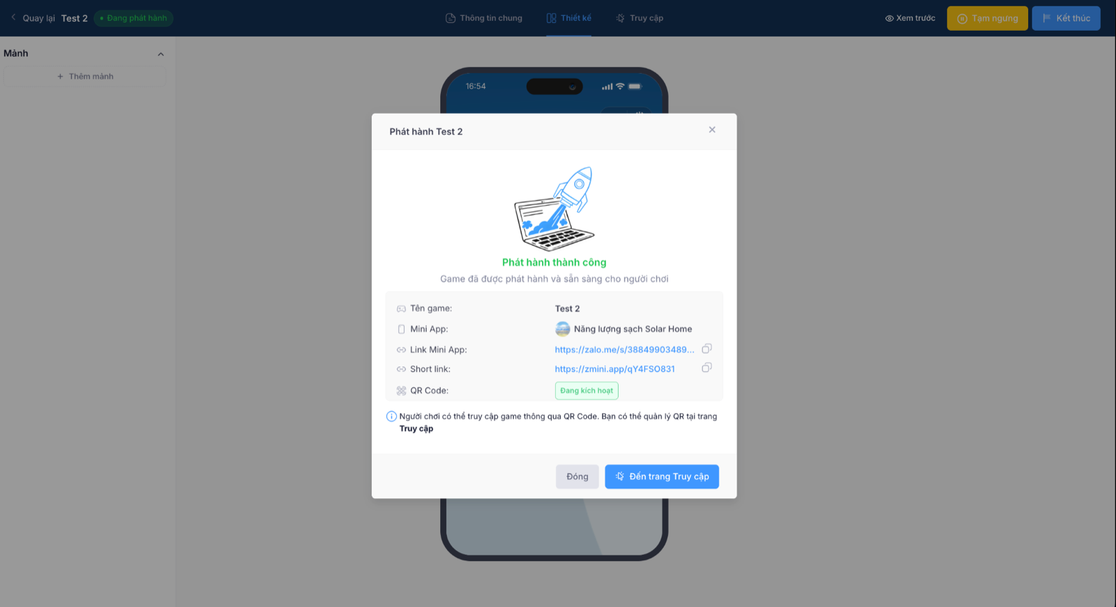 Phát hành mã QR cho game