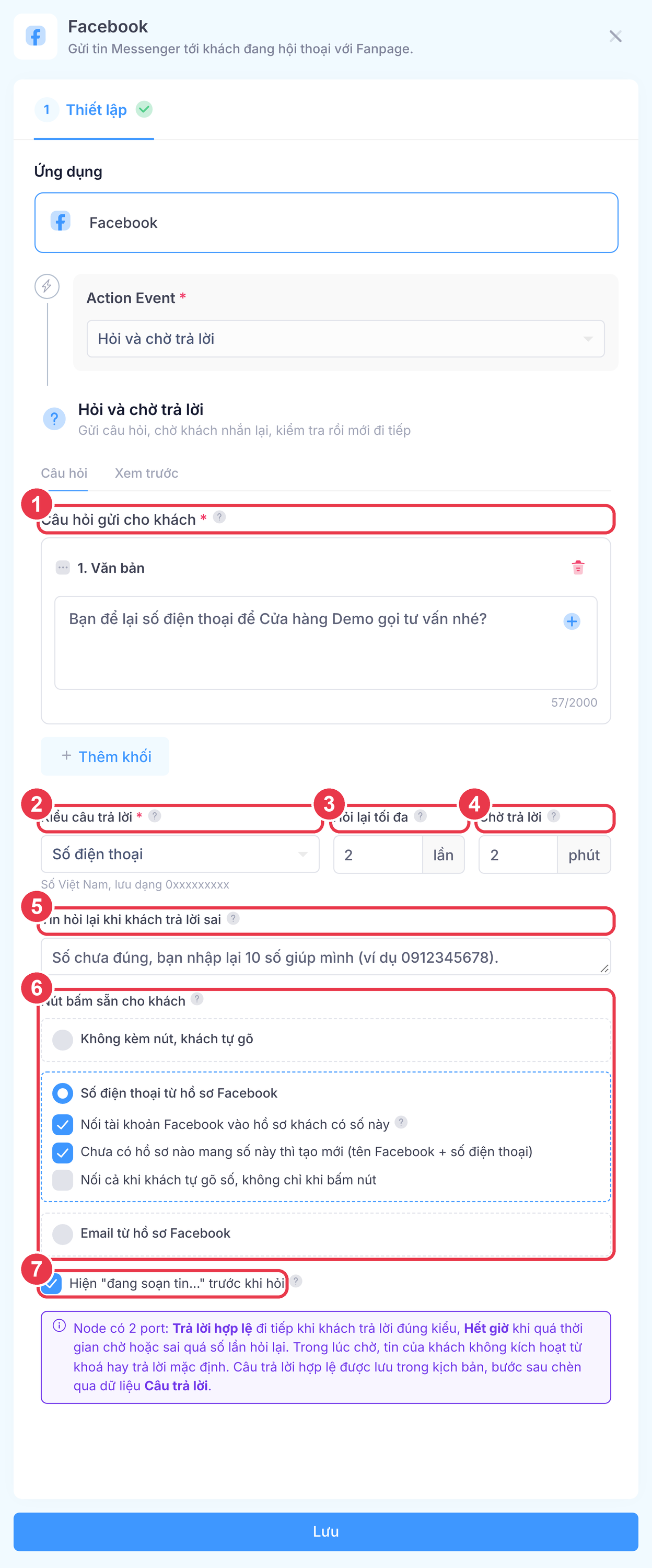 Node Hỏi và chờ trả lời