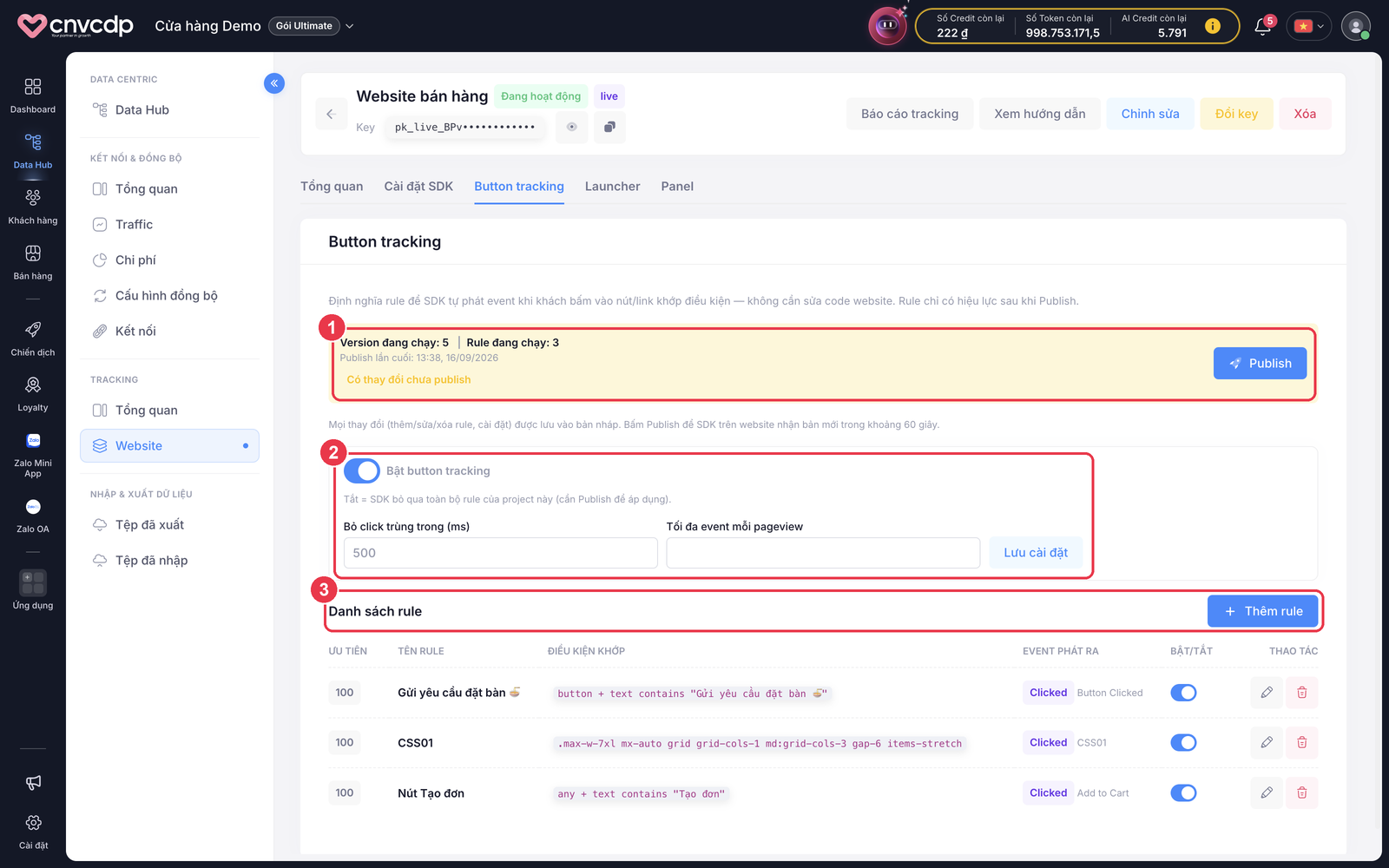 Tab Button tracking